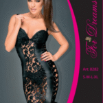 For dreams 8282 Dantel Detaylı Fantazi Siyah Deri Elbise