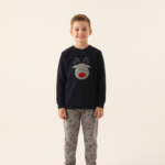 ARNETTA AR2753-G Lacivert Polar Erkek Çocuk Aile Pijama Takımı
